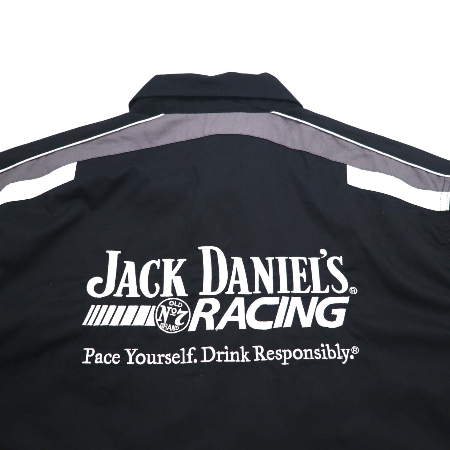 JACK DANIEL'S RACING ジャックダニエル 半袖 レーシングシャツ 2XL ブラック 両面ロゴ 刺繍