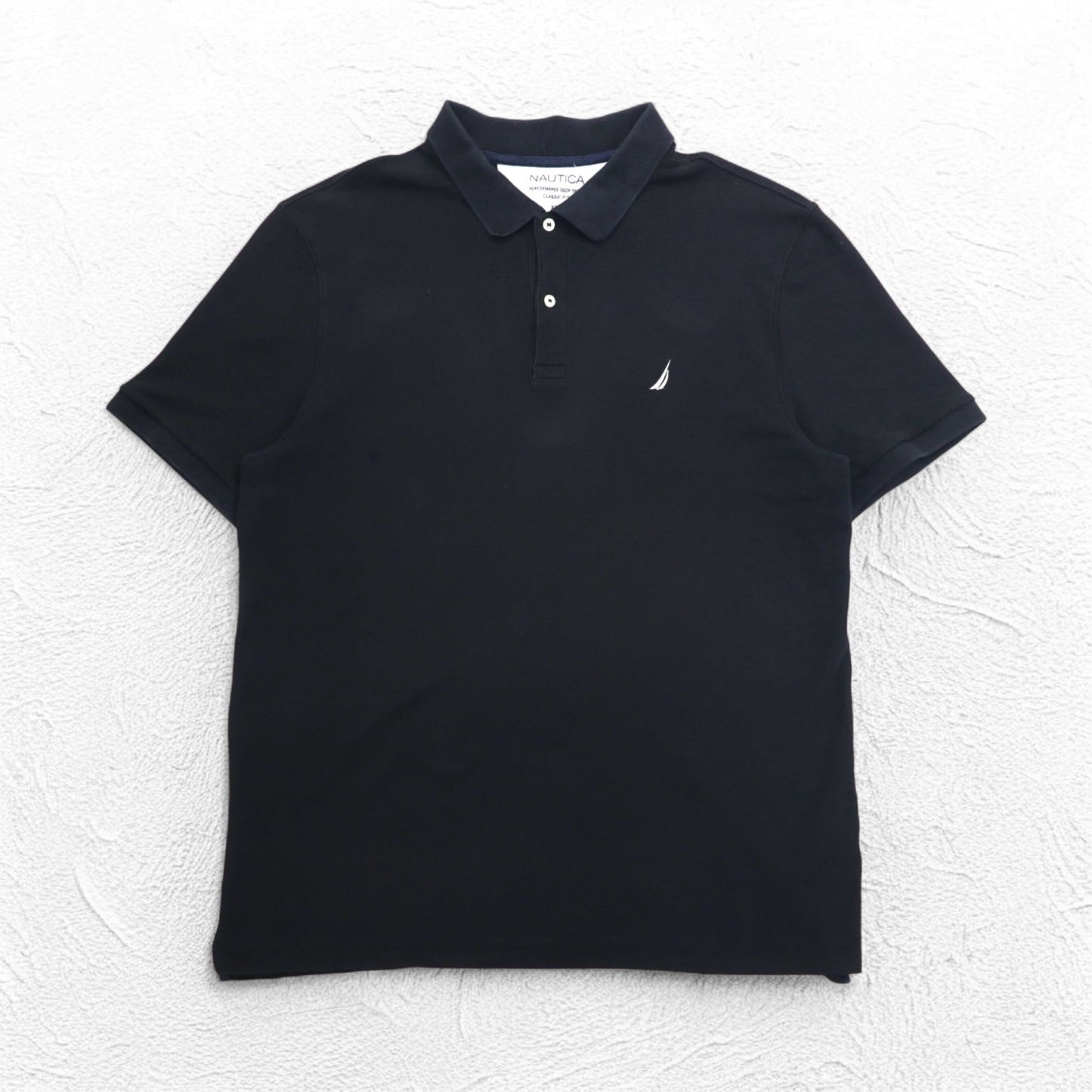 NAUTICA クラシックフィット ポロシャツ 2XL Classic Fit ブラック 鹿の子 ワンポイントロゴ刺繍