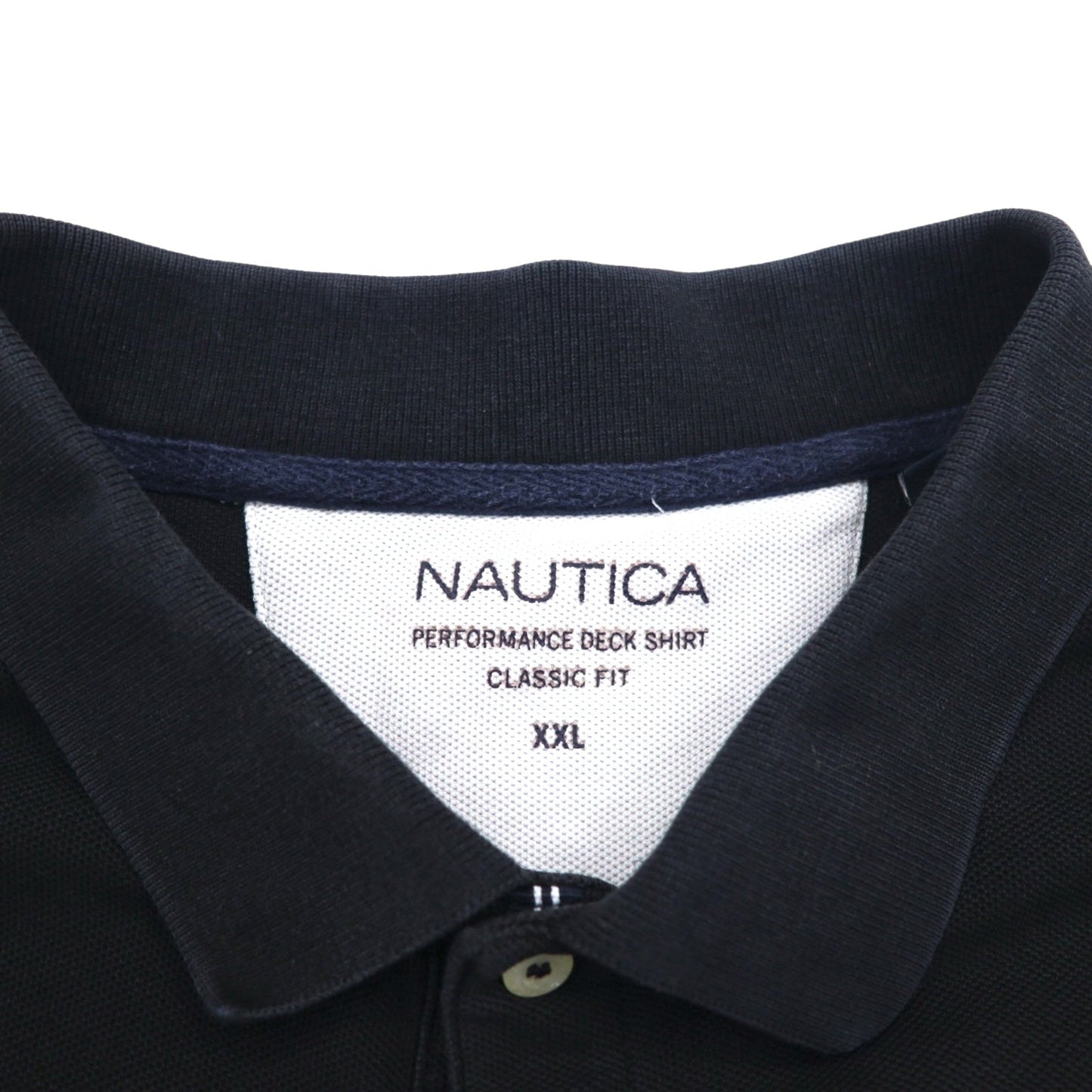 NAUTICA クラシックフィット ポロシャツ 2XL Classic Fit ブラック 鹿の子 ワンポイントロゴ刺繍