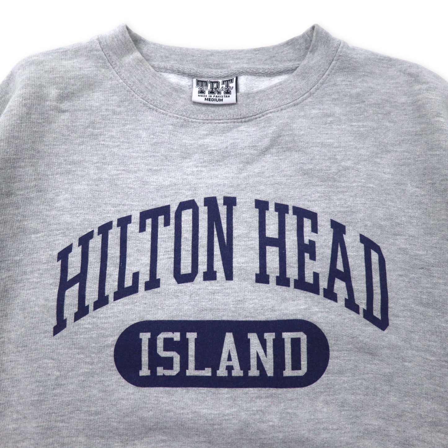 TRT Classics カレッジ プリントスウェット M グレー コットン パキ綿 HILTON HEAD ISLAND パキスタン製