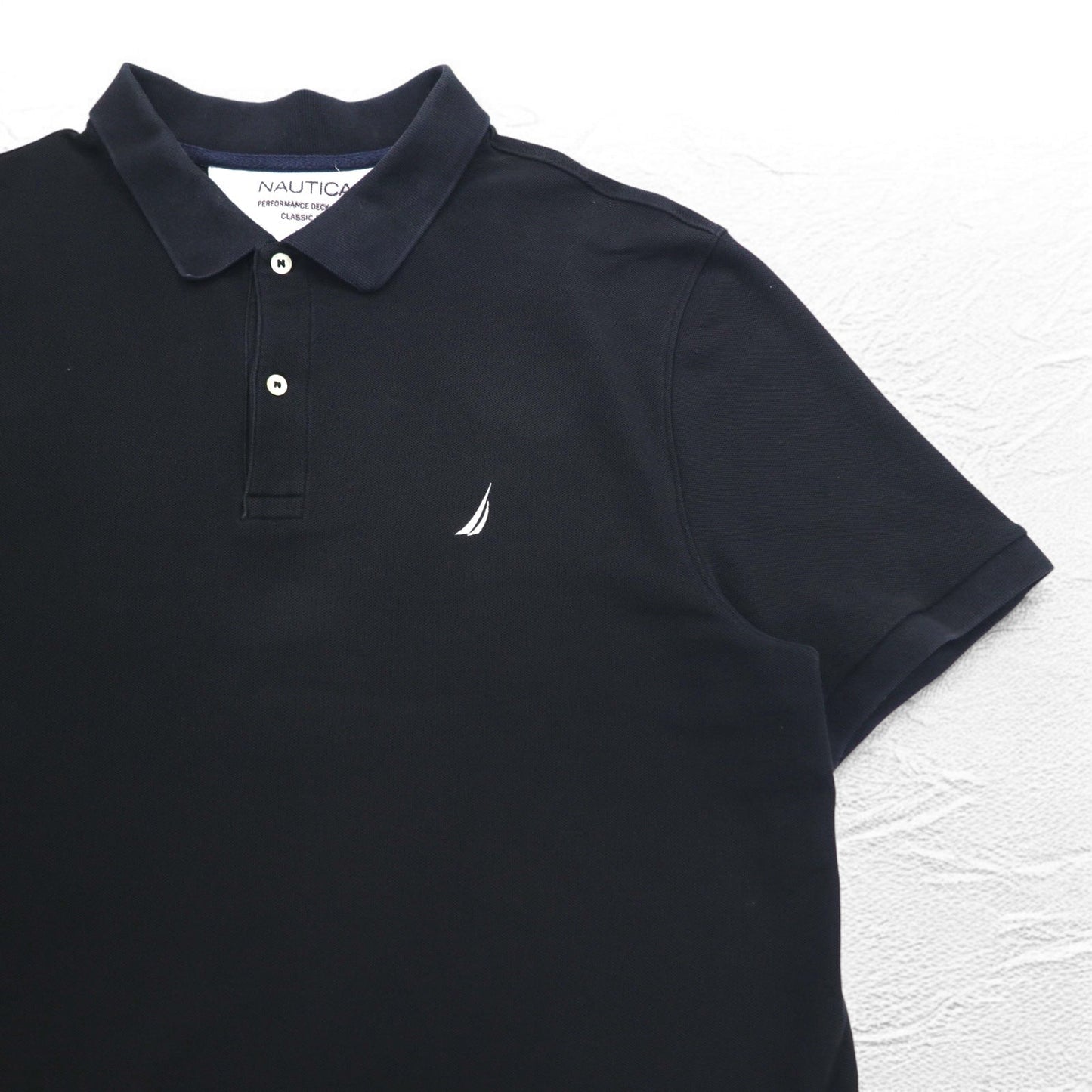 NAUTICA クラシックフィット ポロシャツ 2XL Classic Fit ブラック 鹿の子 ワンポイントロゴ刺繍