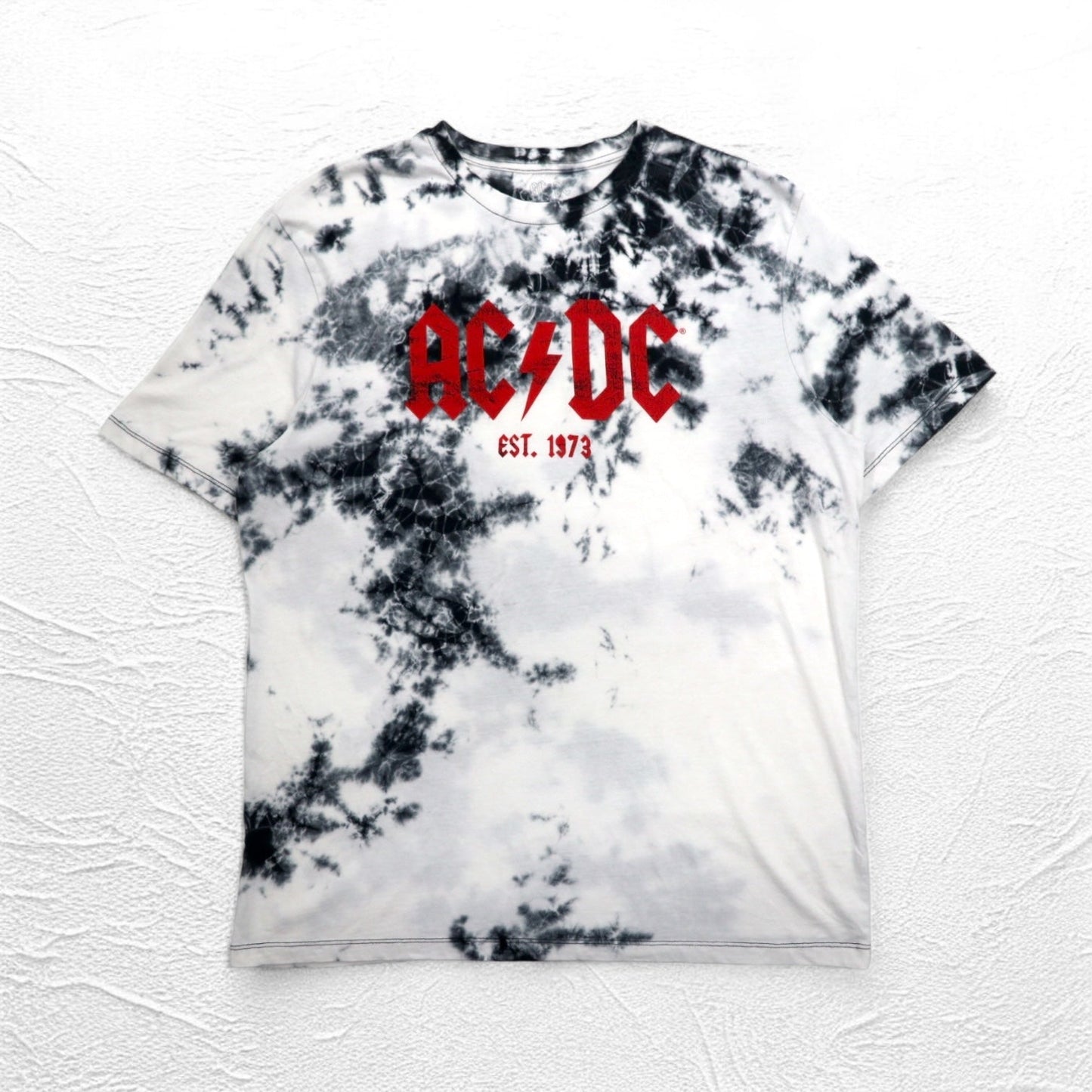 AC/DC オフィシャル ロック バンド Tシャツ バンT L ホワイト タイダイ コットン