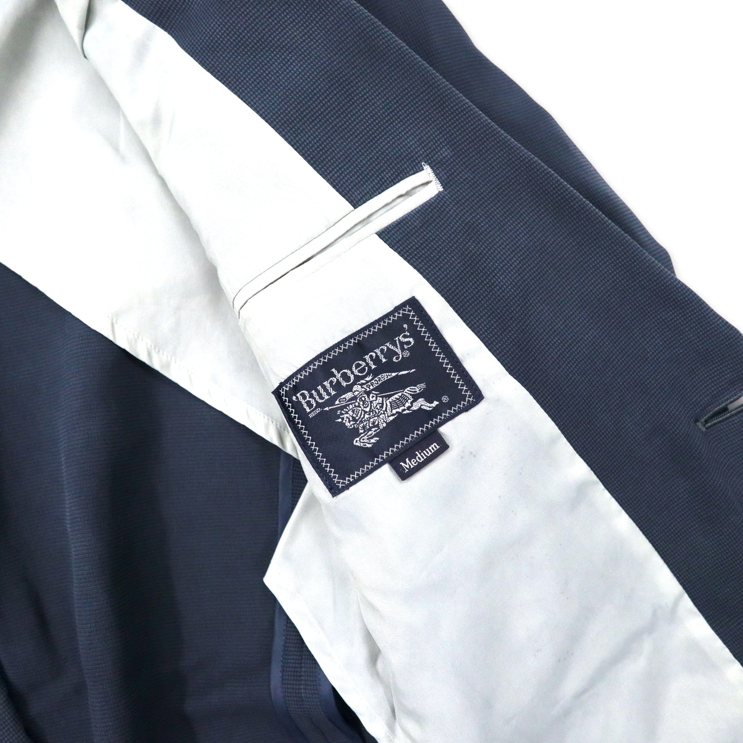 Burberrys 2Bテーラードジャケット M ネイビー シルク オールド 日本製