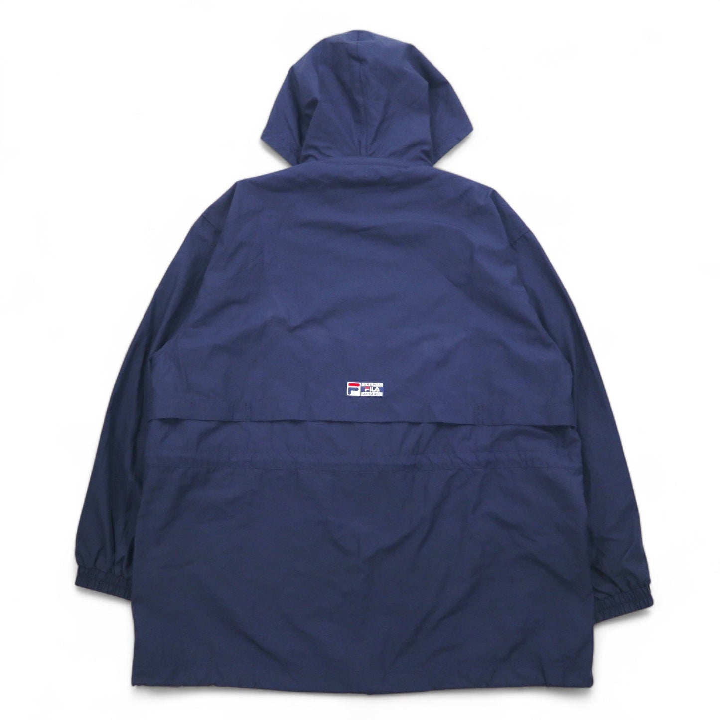 FILA 90年代 ナイロンパーカー XL ネイビー メッシュライナー フード着脱式 ドローコード