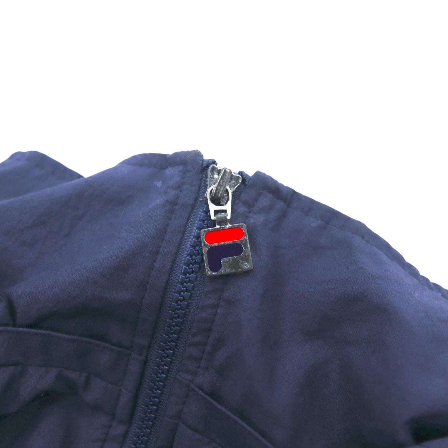 FILA 90年代 ナイロンパーカー XL ネイビー メッシュライナー フード着脱式 ドローコード