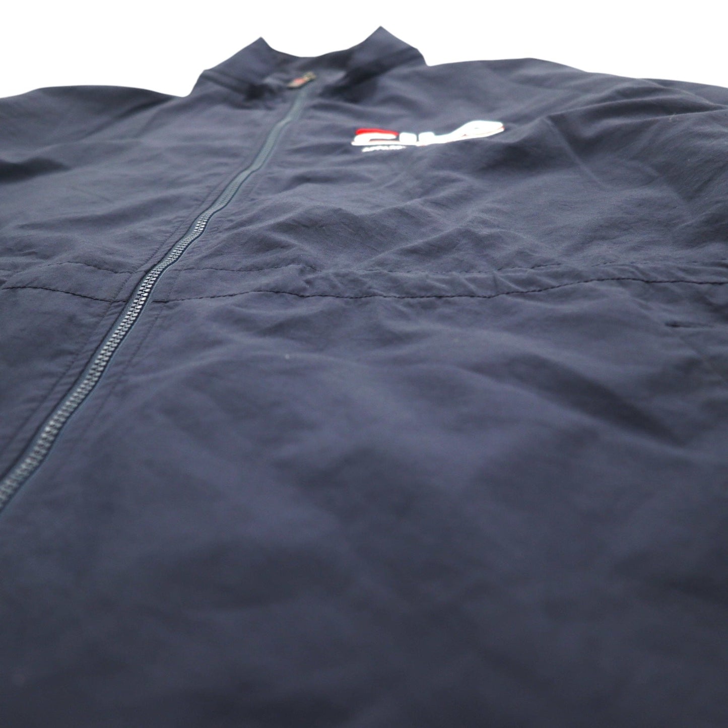 FILA 90年代 ナイロンパーカー XL ネイビー メッシュライナー フード着脱式 ドローコード