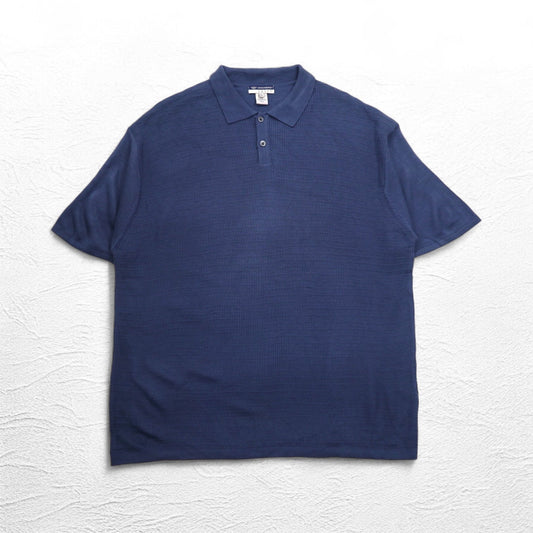 DOCKERS ( Levi's ) 90年代 半袖 ハイゲージ ジャガードニット ポロシャツ 2XL ネイビー EXACT
