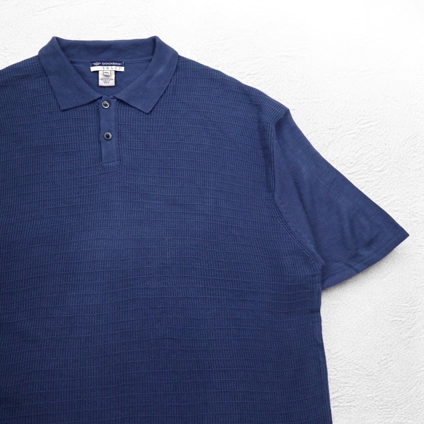 DOCKERS ( Levi's ) 90年代 半袖 ハイゲージ ジャガードニット ポロシャツ 2XL ネイビー EXACT