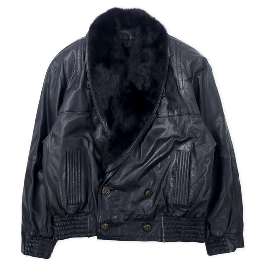 ALZAMENDI HOMBRE 襟ファー ダブル レザージャケット XL ブラック ファー着脱式