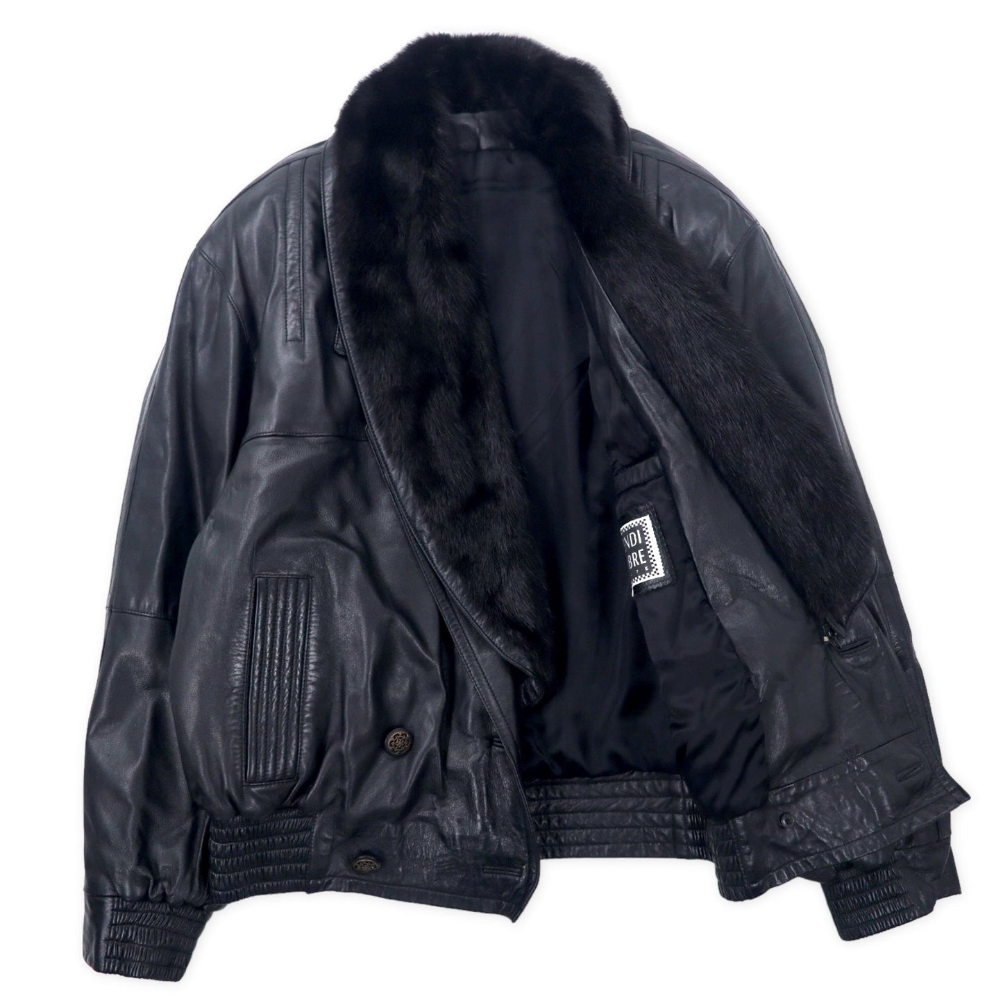 ALZAMENDI HOMBRE 襟ファー ダブル レザージャケット XL ブラック ファー着脱式