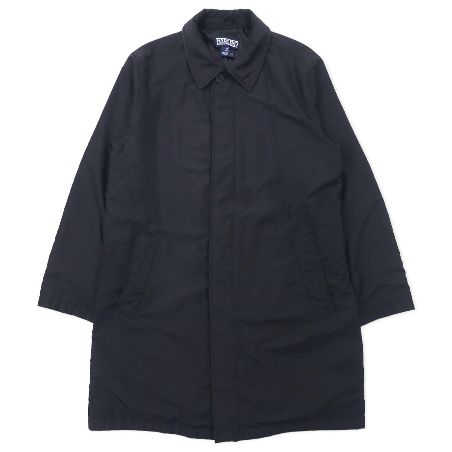 LANDS' END ステンカラーコート 比翼 M ブラック ポリエステル