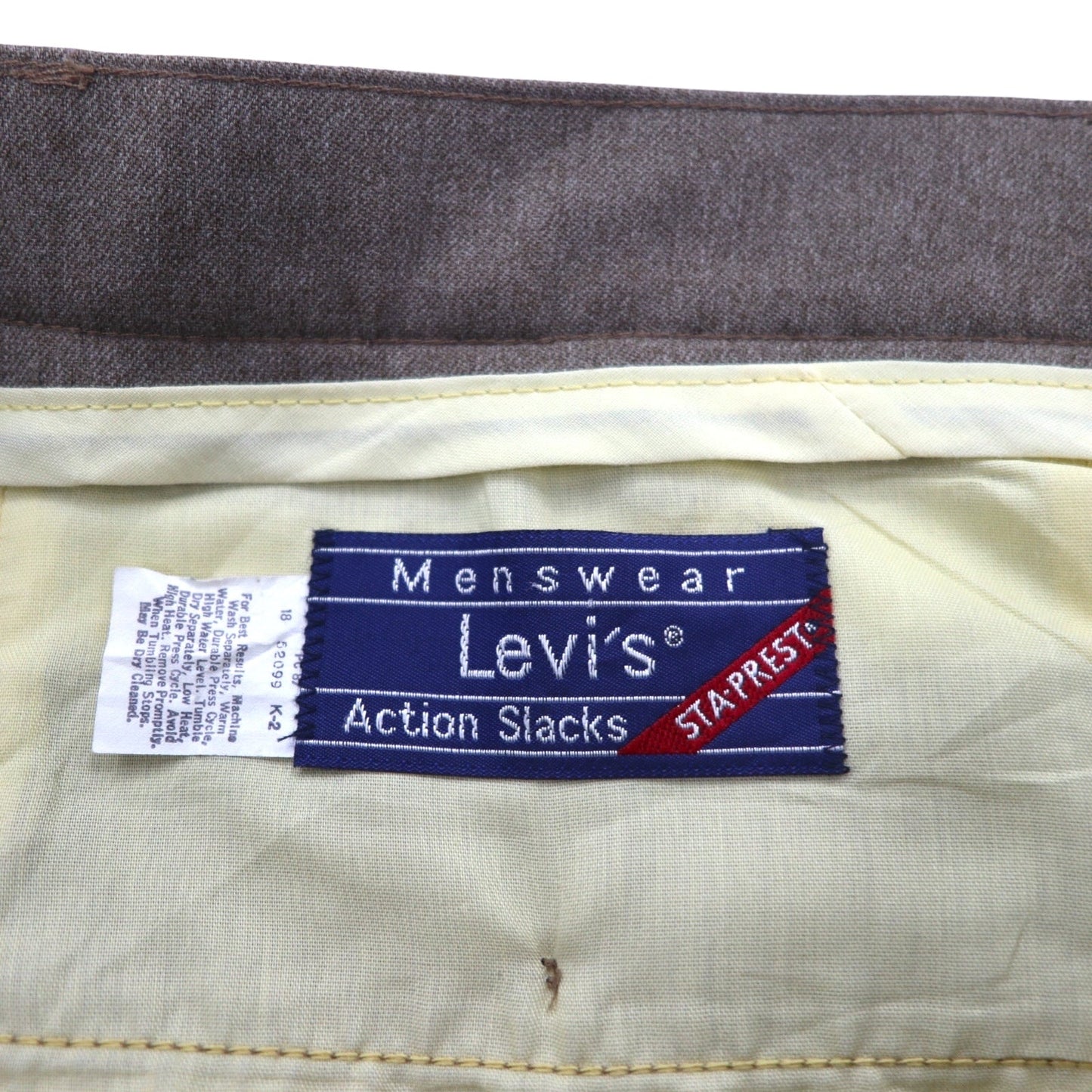 Levi's 80年代 USA製 Action Slacks スタプレ STA-PREST スラックスパンツ L ブラウン ロケットTALONジップ