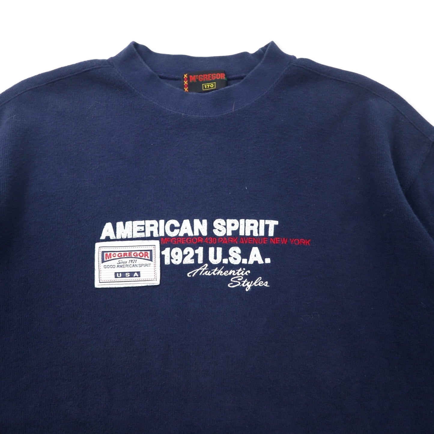 McGREGOR 90年代 クルーネック スウェット 170 ネイビー コットン AMERICAN SPIRIT 刺繍