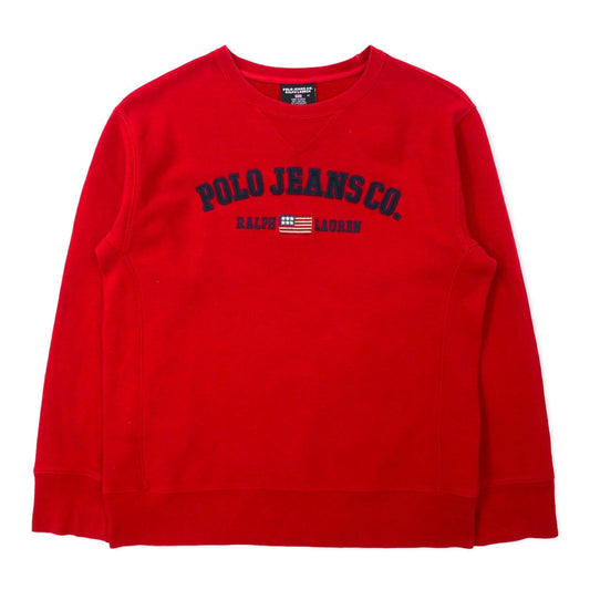 POLO JEANS CO. RALPH LAUREN 90年代 リバースウィーブ ロゴ刺繍 スウェット M レッド コットン 星条旗 前V
