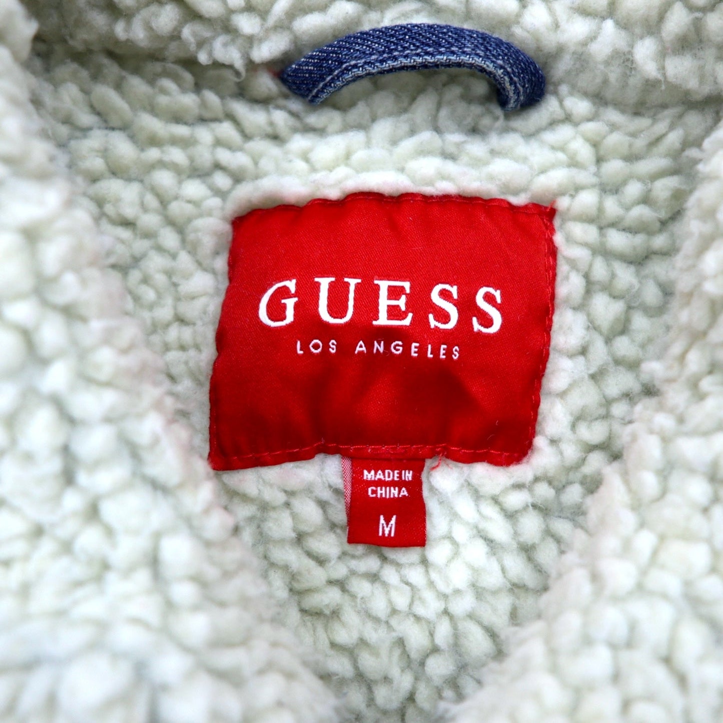 GUESS ボア デニムジャケット トラッカージャケット M ブルー コットン Sherpa Denim Jacket X74XN1R0LF0