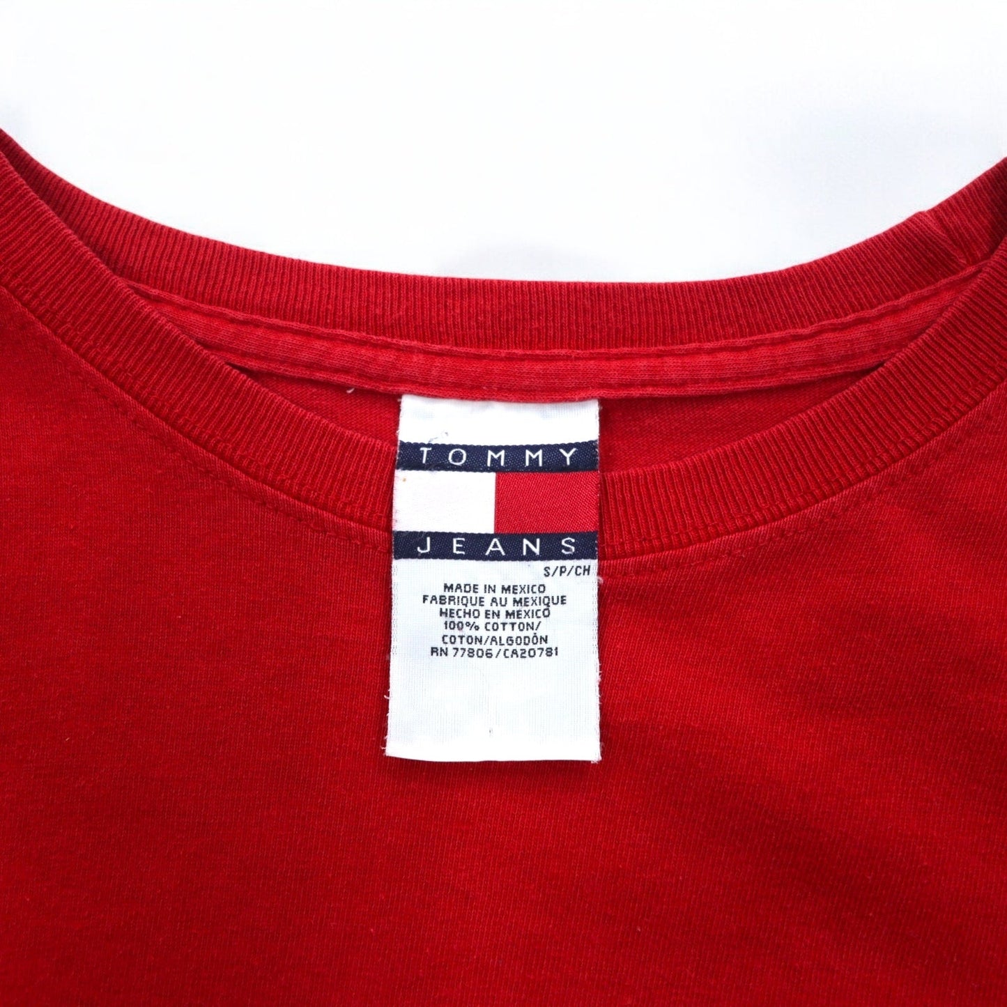 TOMMY JEANS 90年代 ロングスリーブ Tシャツ ロンT S レッド コットン メキシコ製