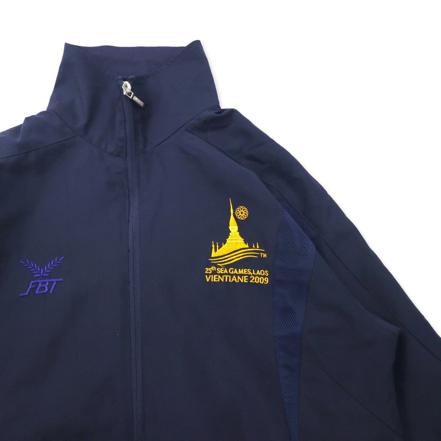 FBT ナイロンジャケット M ネイビー ポリエステル メッシュライナー 25th SEA GAMES LAOS VIENTIANE 2009 刺繍