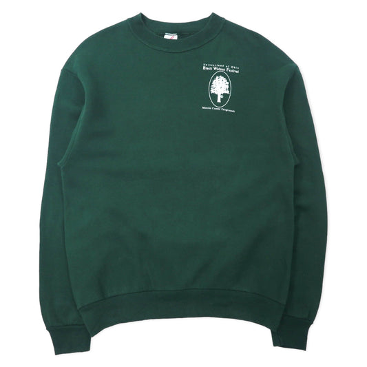 JERZEES USA製 90年代 クルーネック スウェット M グリーン コットン 裏起毛 Black Walnut Festival