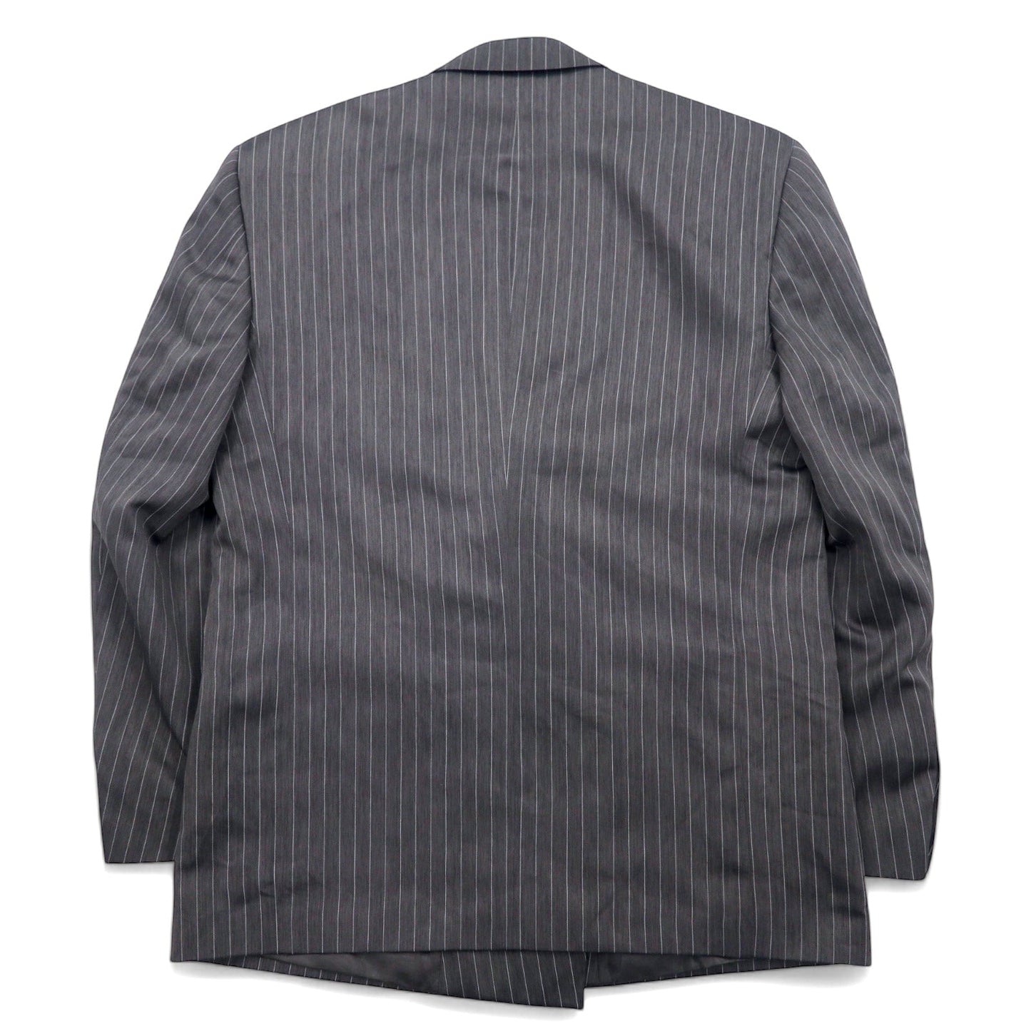 John Blair ダブル テーラードジャケット XL グレー ストライプ ポリエステル