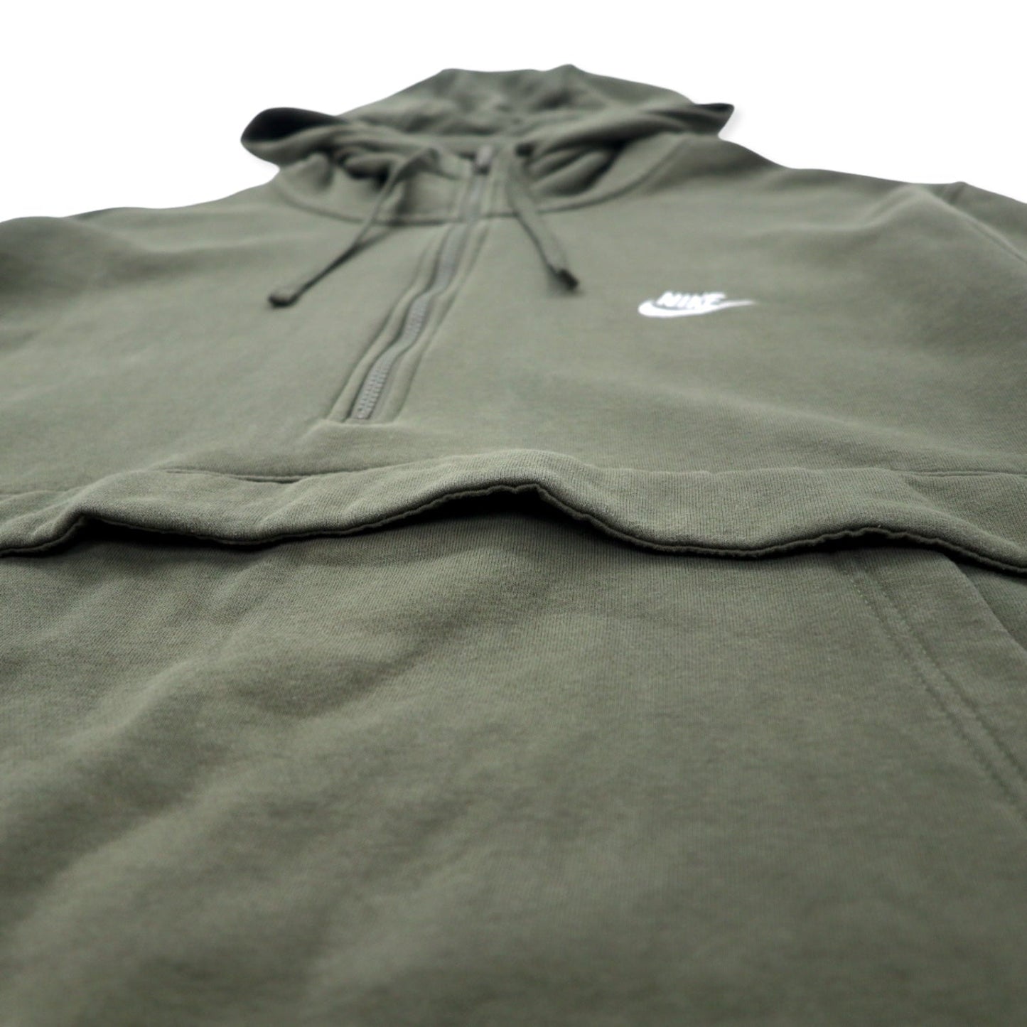 NIKE ハーフジップ フーディー アノラックパーカー XXL カーキ コットン NSW Club Fleece Half-Zip Hoodie BV2699-380