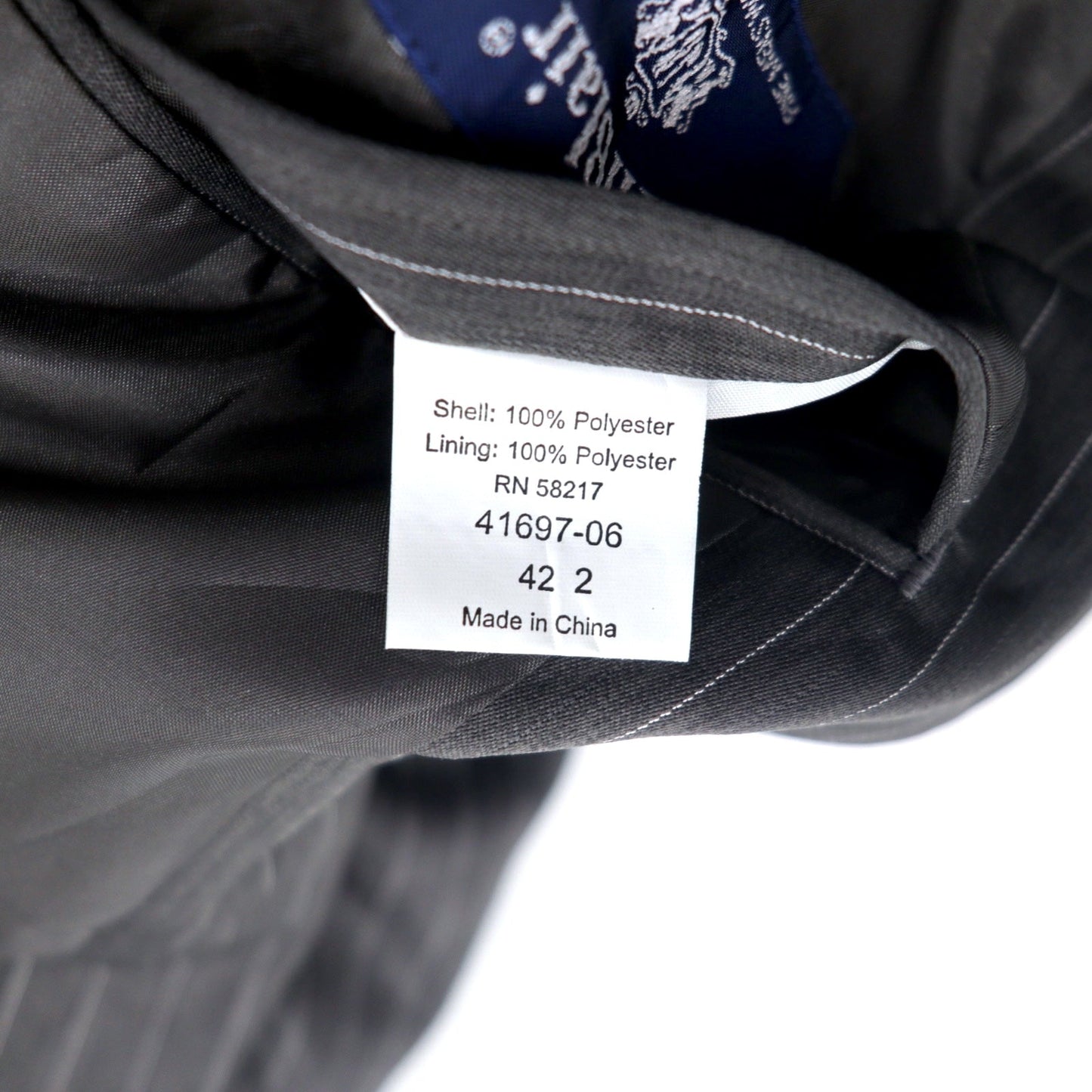 John Blair ダブル テーラードジャケット XL グレー ストライプ ポリエステル