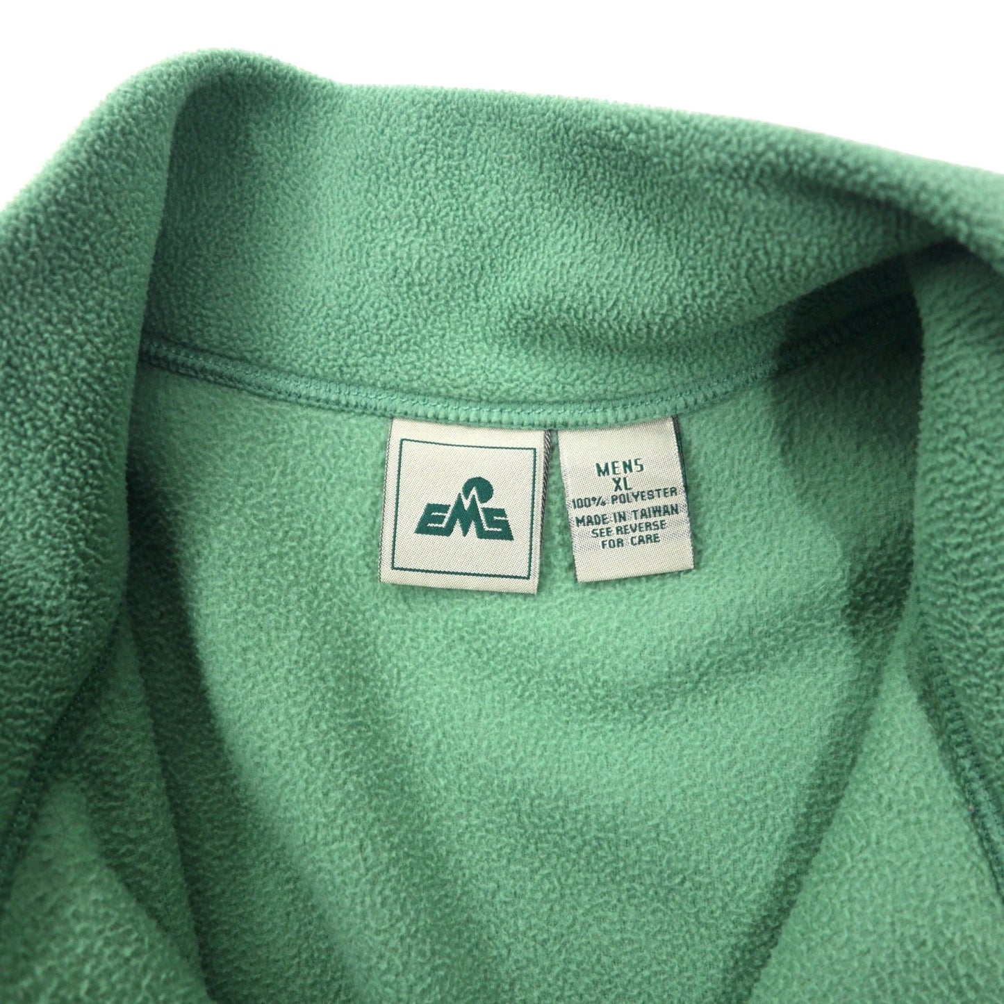 EMS ハーフジップ フリースジャケット XL グリーン ポリエステル ワンポイントロゴ刺繍 ビッグサイズ