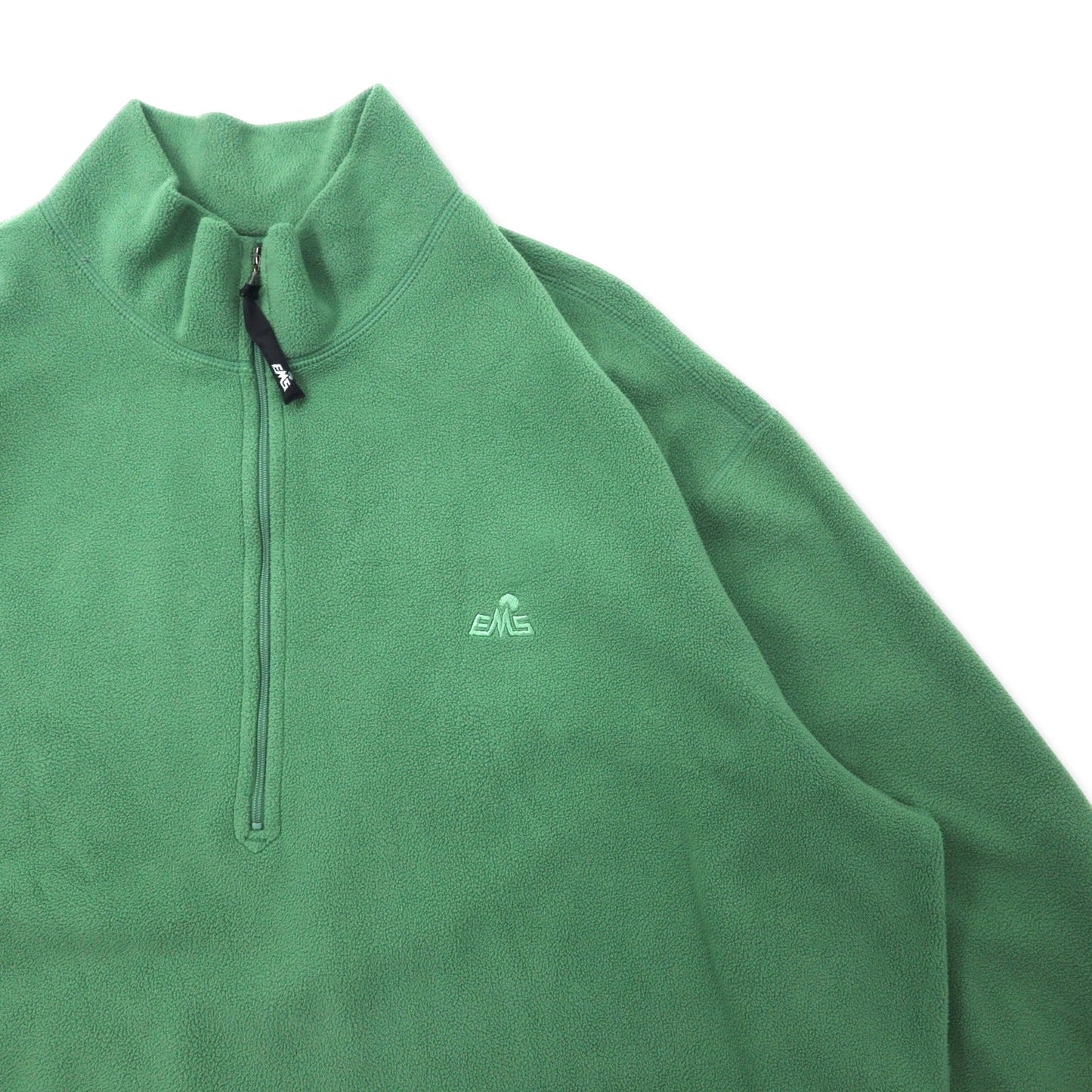 EMS ハーフジップ フリースジャケット XL グリーン ポリエステル ワンポイントロゴ刺繍 ビッグサイズ