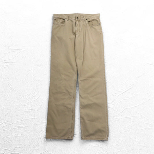 POLO RALPH LAUREN ストレート チノパンツ L ベージュ コットン TALONジップ レザーパッチ