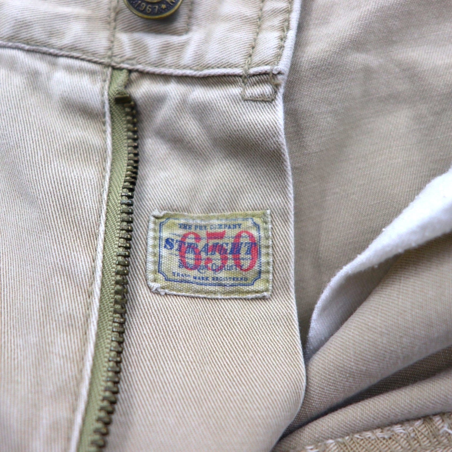 POLO RALPH LAUREN ストレート チノパンツ L ベージュ コットン TALONジップ レザーパッチ