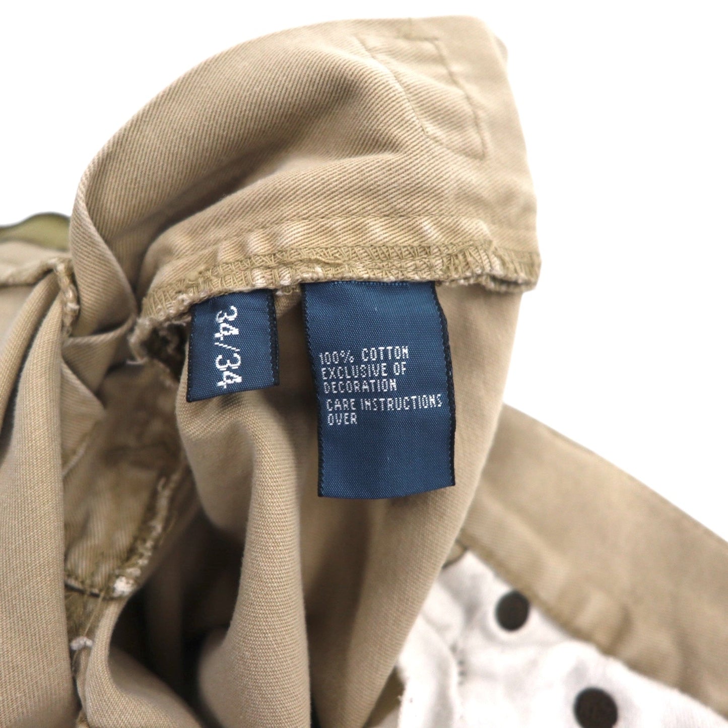 POLO RALPH LAUREN ストレート チノパンツ L ベージュ コットン TALONジップ レザーパッチ