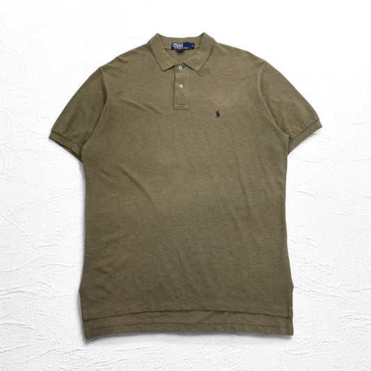 Polo by Ralph Lauren 90年代 ポロシャツ L カーキ コットン 鹿の子 スモールポニー刺繍