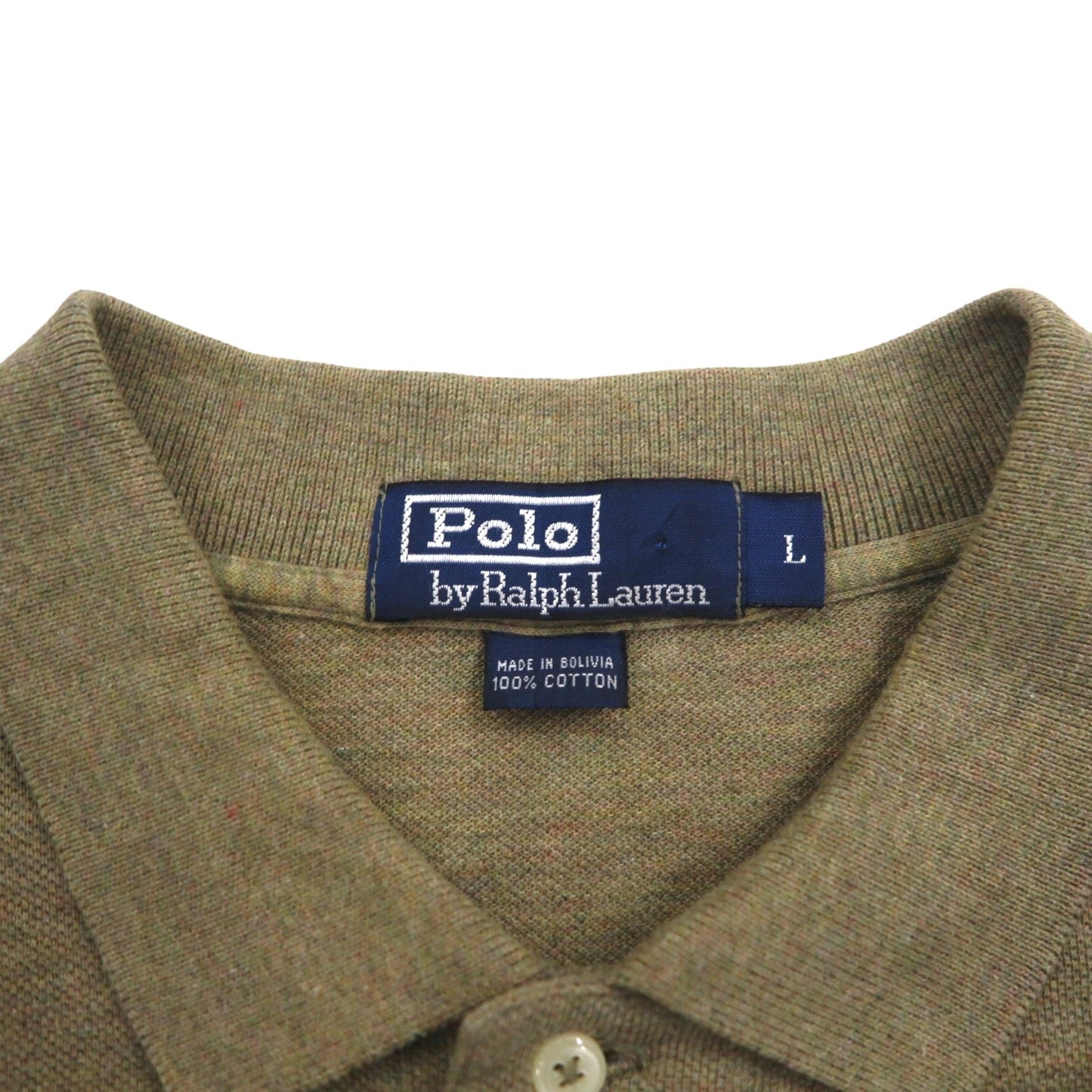 Polo by Ralph Lauren 90年代 ポロシャツ L カーキ コットン 鹿の子 スモールポニー刺繍