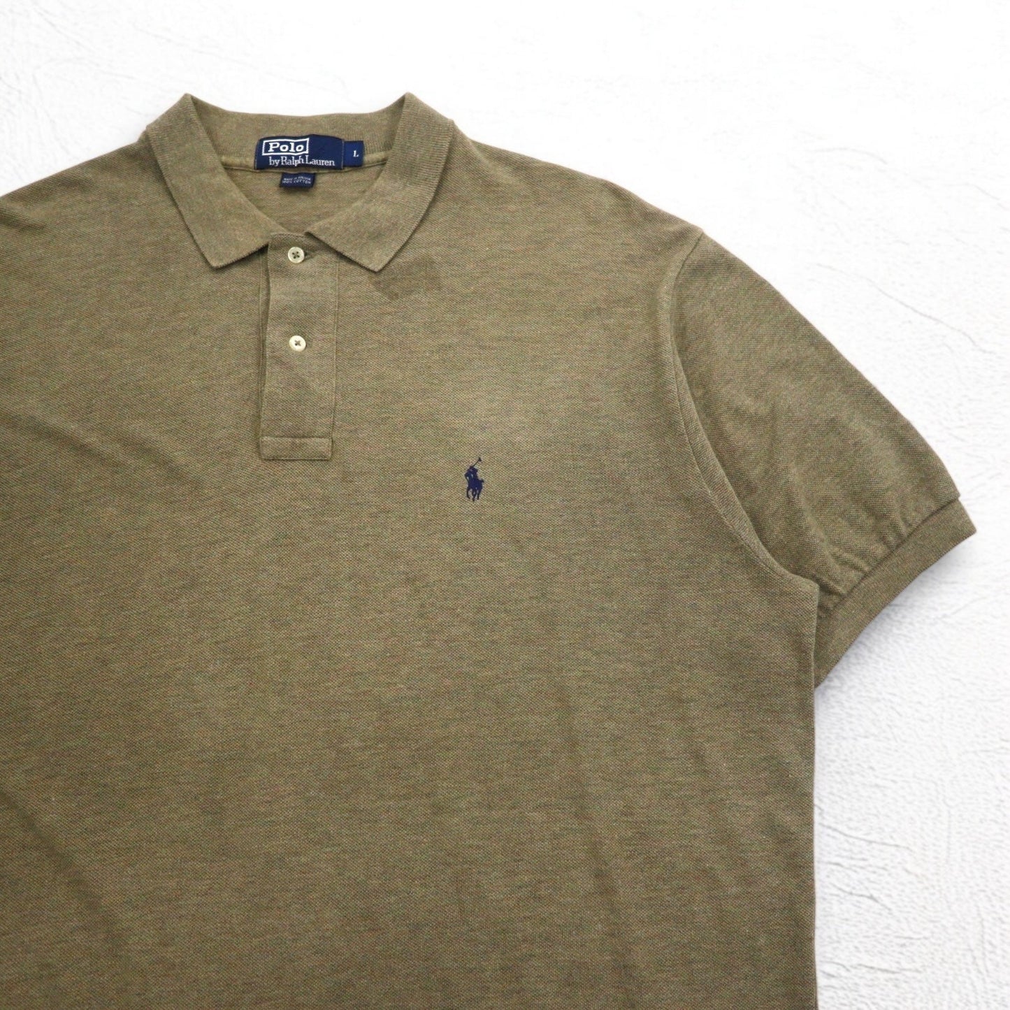 Polo by Ralph Lauren 90年代 ポロシャツ L カーキ コットン 鹿の子 スモールポニー刺繍
