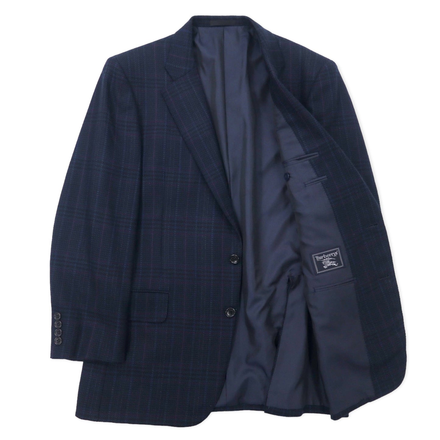 Burberrys オールド 2B ツイード テーラードジャケット 94-82-175 AB6 ネイビー チェック ウール 日本製