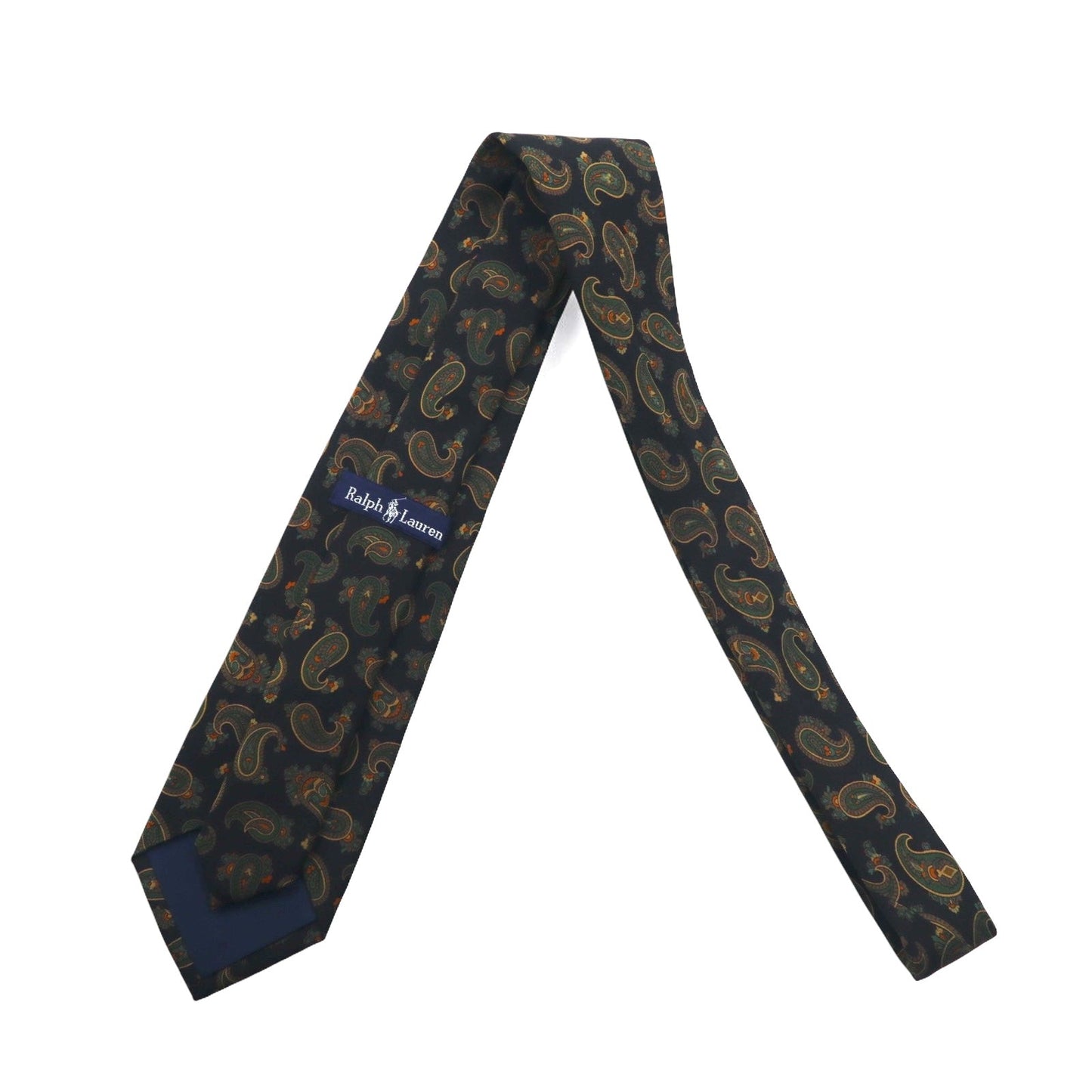 Ralph Lauren ネクタイ ブラック グリーン シルク 総柄 ペイズリー