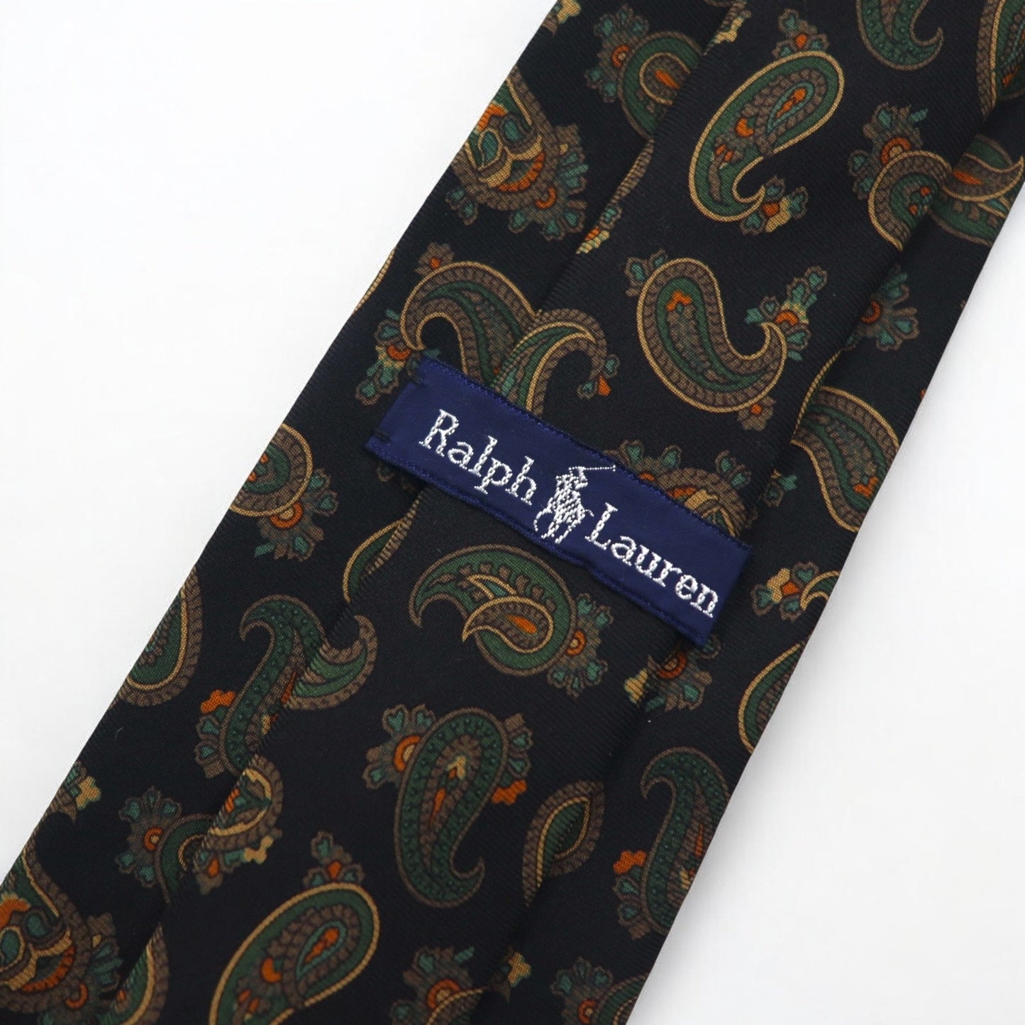Ralph Lauren ネクタイ ブラック グリーン シルク 総柄 ペイズリー