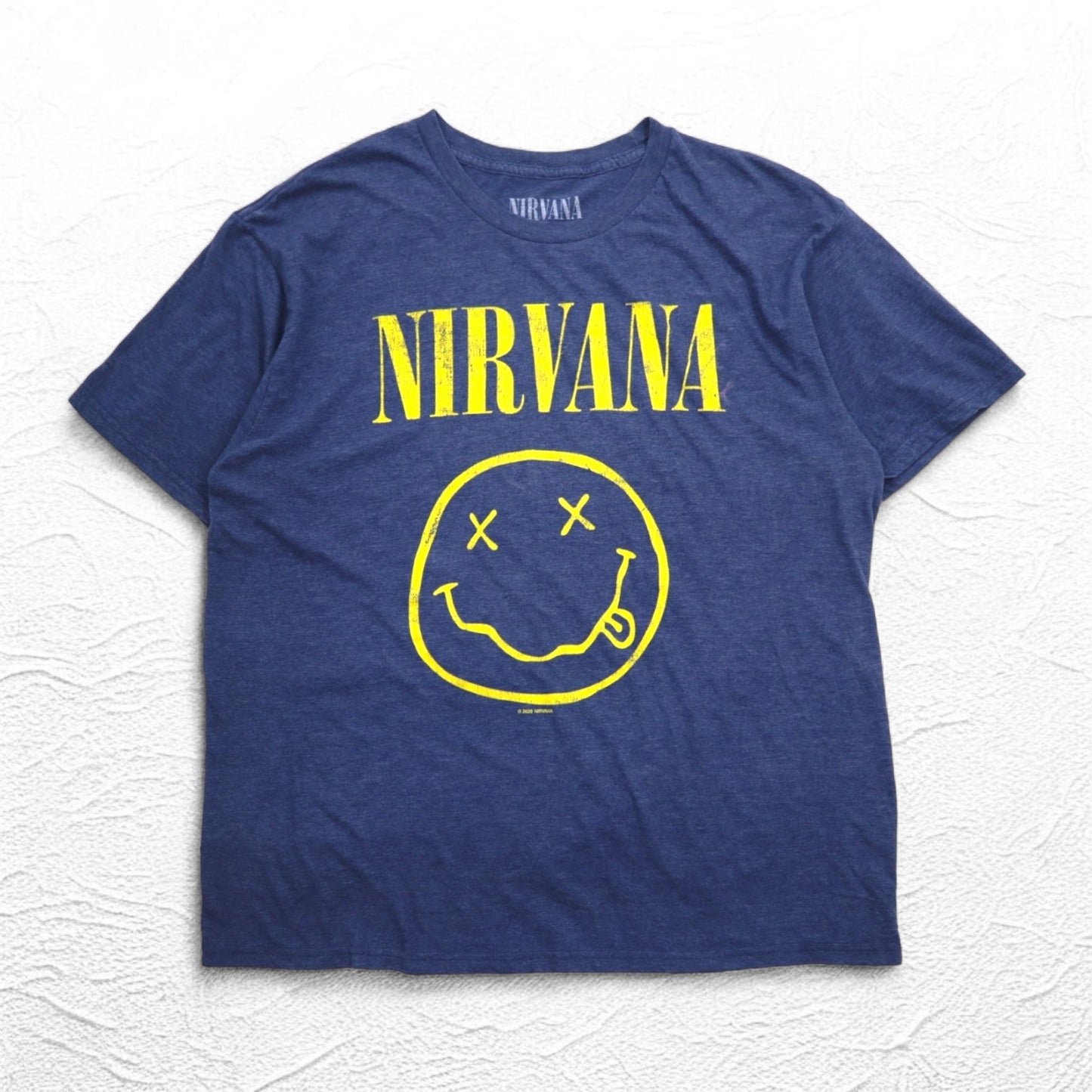 NIRVANA ニルヴァーナ ロック バンド Tシャツ バンT L ネイビー コットン ポリエステル メキシコ製