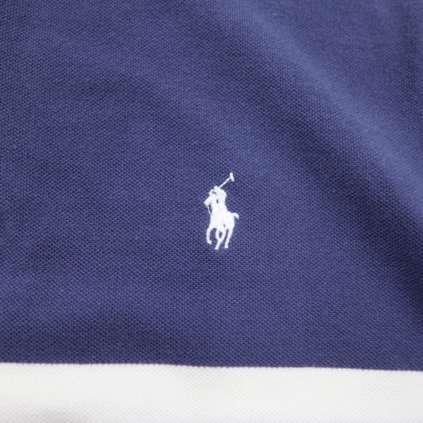 POLO RALPH LAUREN ボーダー ポロシャツ M ネイビー コットン 鹿の子 スモールポニー刺繍