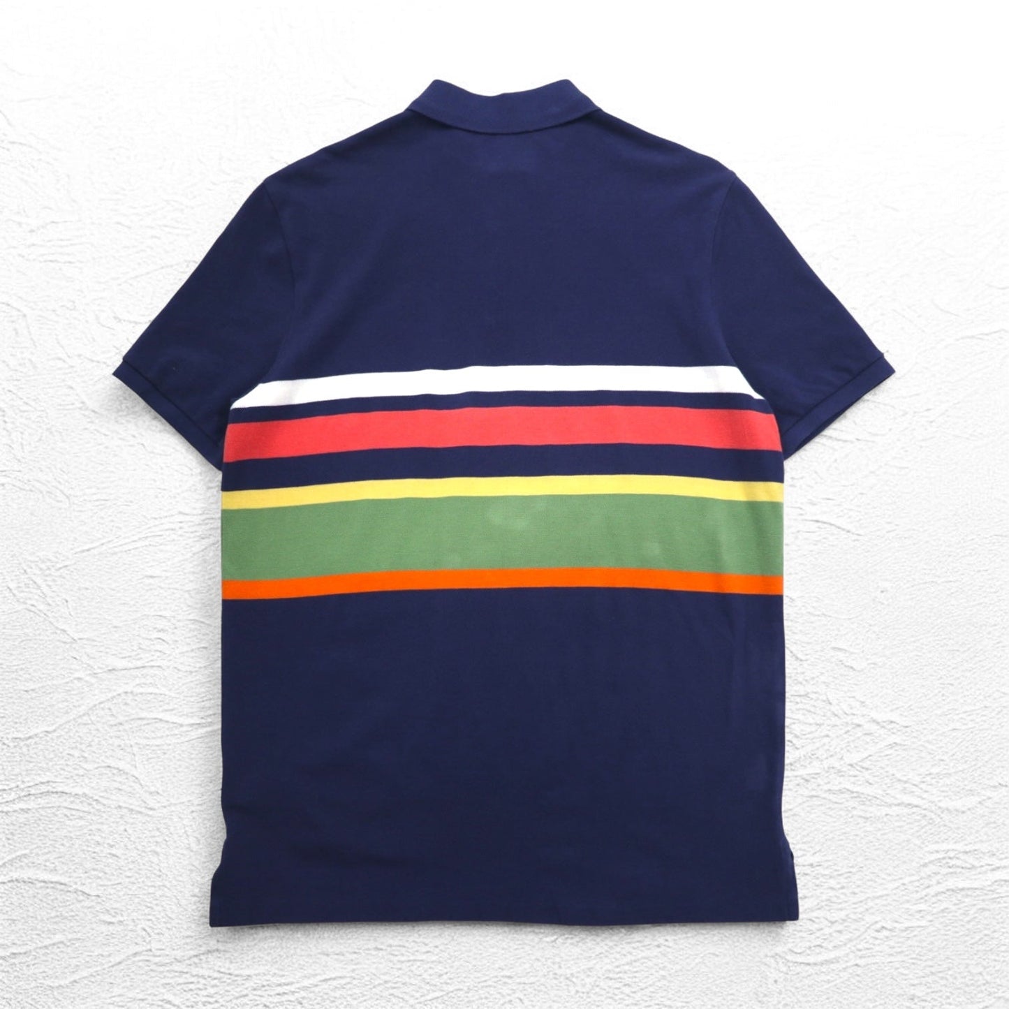 POLO RALPH LAUREN ボーダー ポロシャツ M ネイビー コットン 鹿の子 スモールポニー刺繍