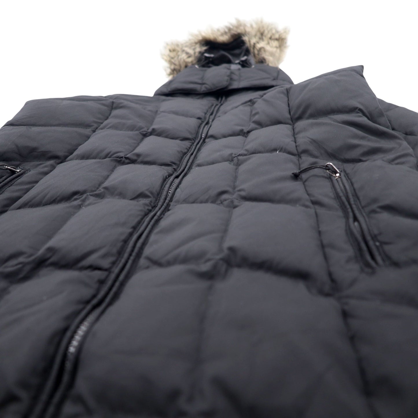 Eddie Bauer 650フィルパワー ダウンコート M ブラック EB650 フード着脱式 ダブルジップ ファー 0544