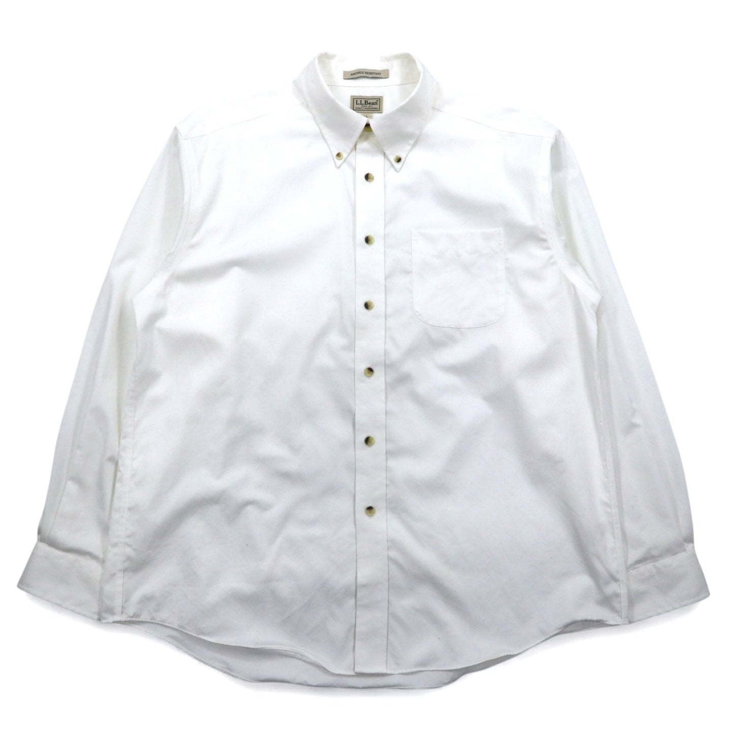 L.L.Bean オックスフォード ボタンダウンシャツ L ホワイト コットン WRINKLE RESISTANT 防シワ加工 スリランカ製