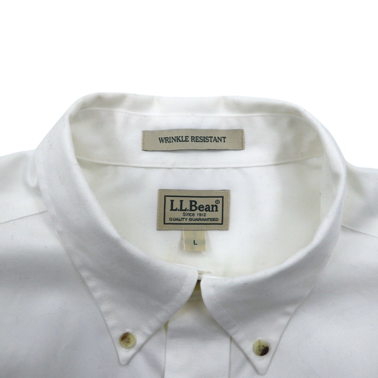 L.L.Bean オックスフォード ボタンダウンシャツ L ホワイト コットン WRINKLE RESISTANT 防シワ加工 スリランカ製