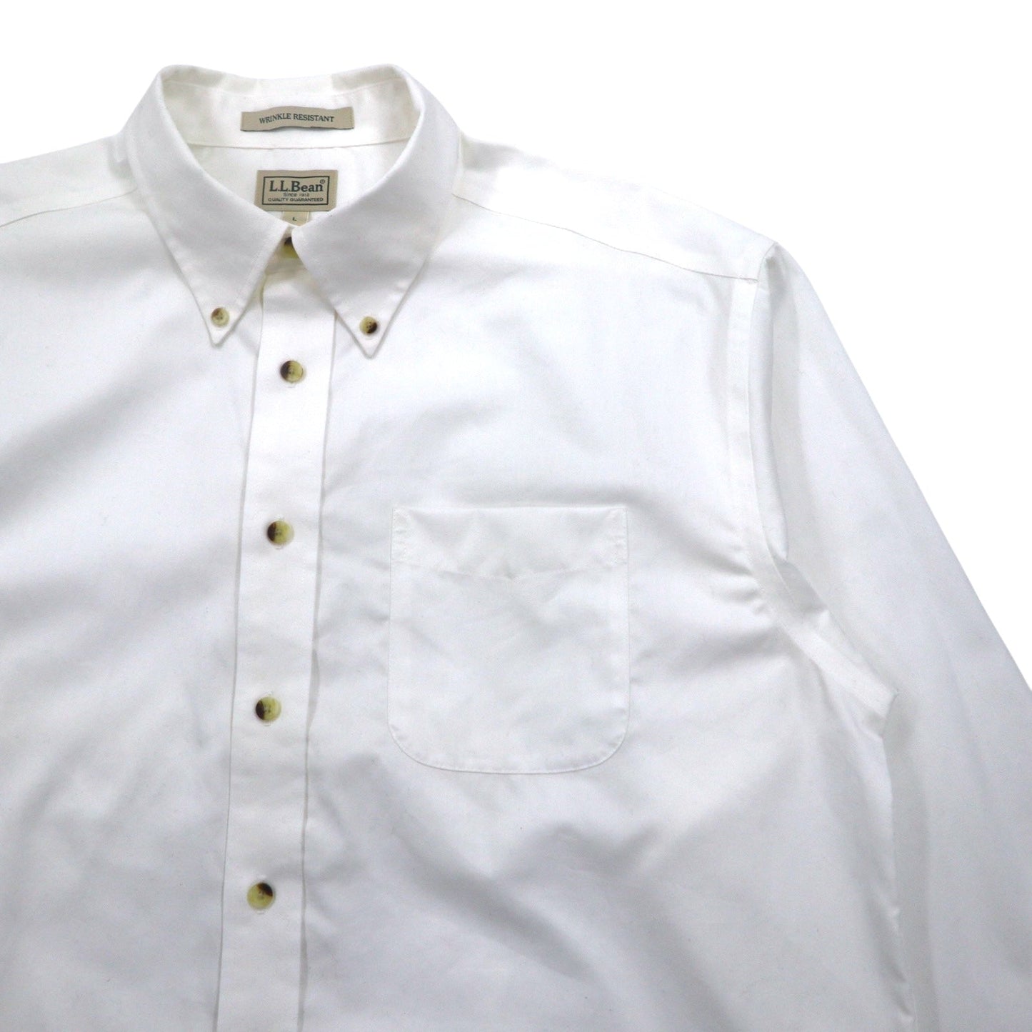 L.L.Bean オックスフォード ボタンダウンシャツ L ホワイト コットン WRINKLE RESISTANT 防シワ加工 スリランカ製
