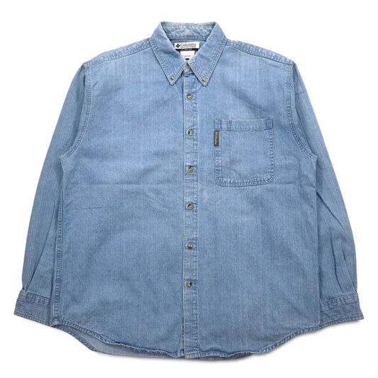 Columbia アイスウォッシュ デニム ボタンダウンシャツ L インディゴ ブルー コットン