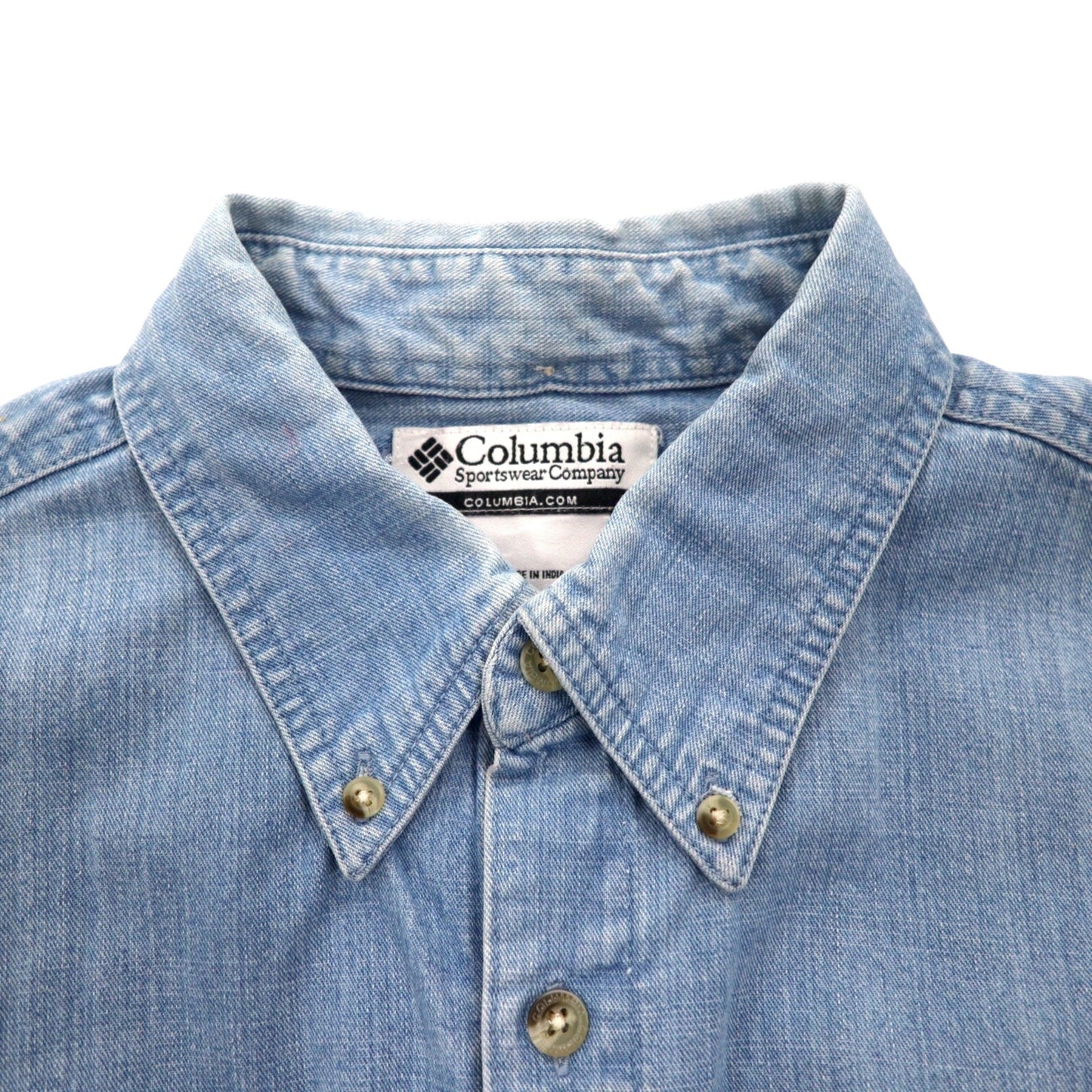 Columbia アイスウォッシュ デニム ボタンダウンシャツ L インディゴ ブルー コットン