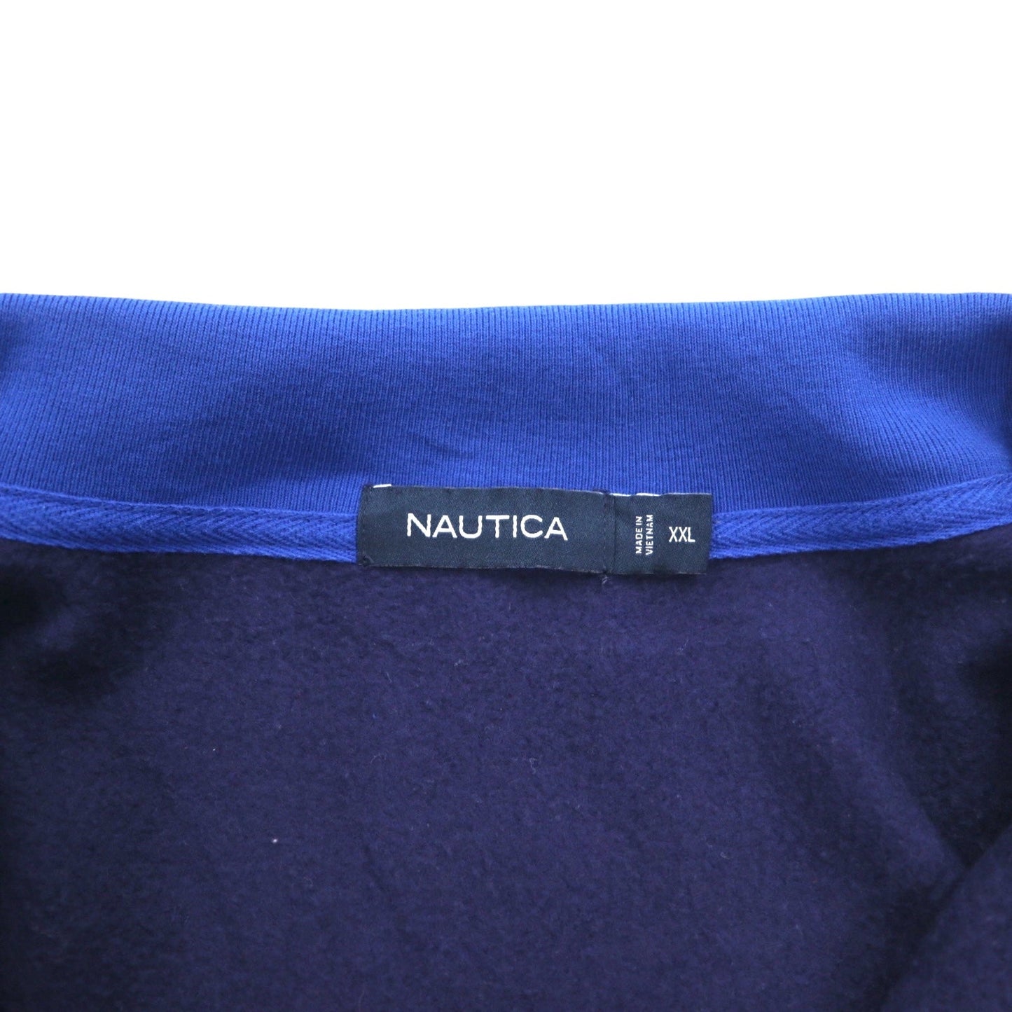 NAUTICA ハーフジップ スウェット XXL ネイビー ブルー ツートン 裏起毛 ワンポイントロゴ刺繍