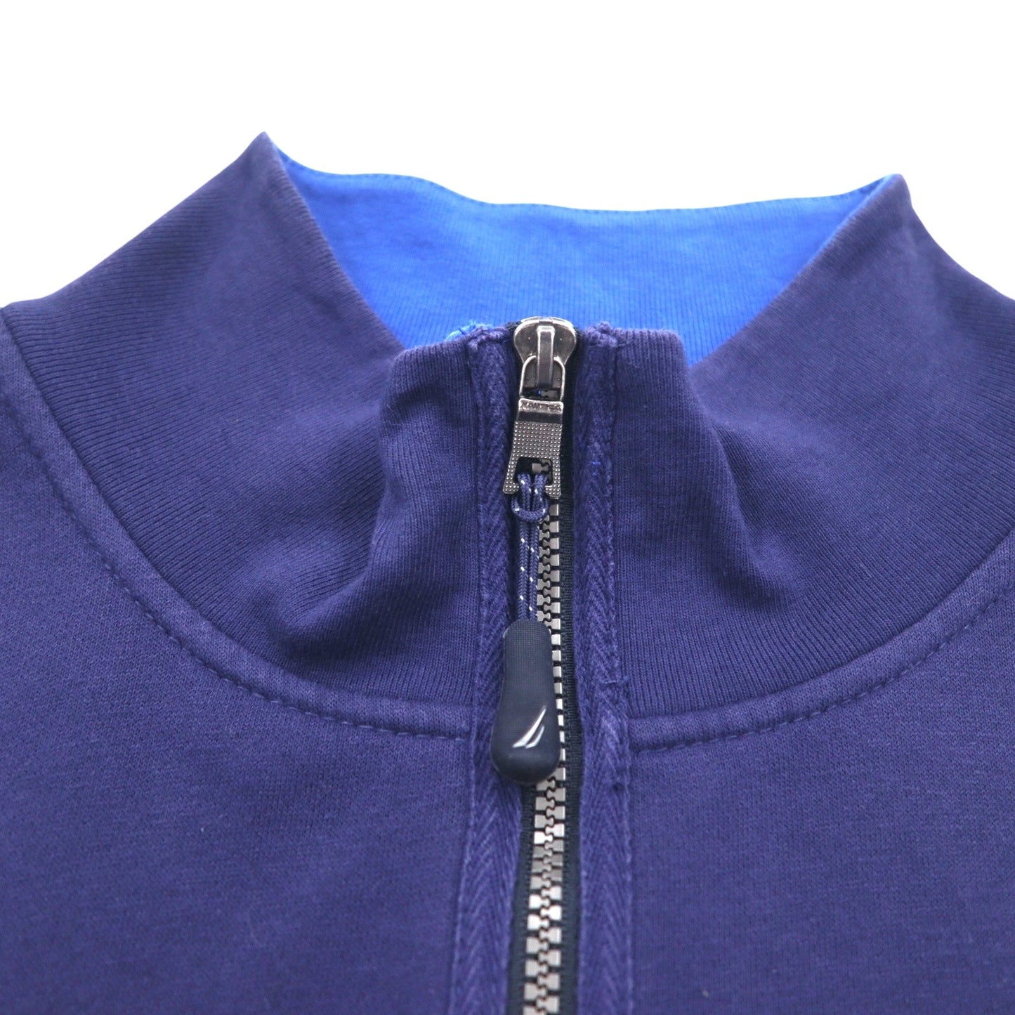 NAUTICA ハーフジップ スウェット XXL ネイビー ブルー ツートン 裏起毛 ワンポイントロゴ刺繍