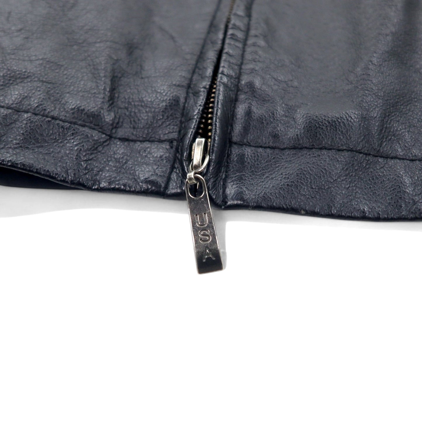 U.S.A. LEATHER 90年代 レザージャケット XL ブラック ライナー着脱式 entec US企業 刺繍 ジップアップ