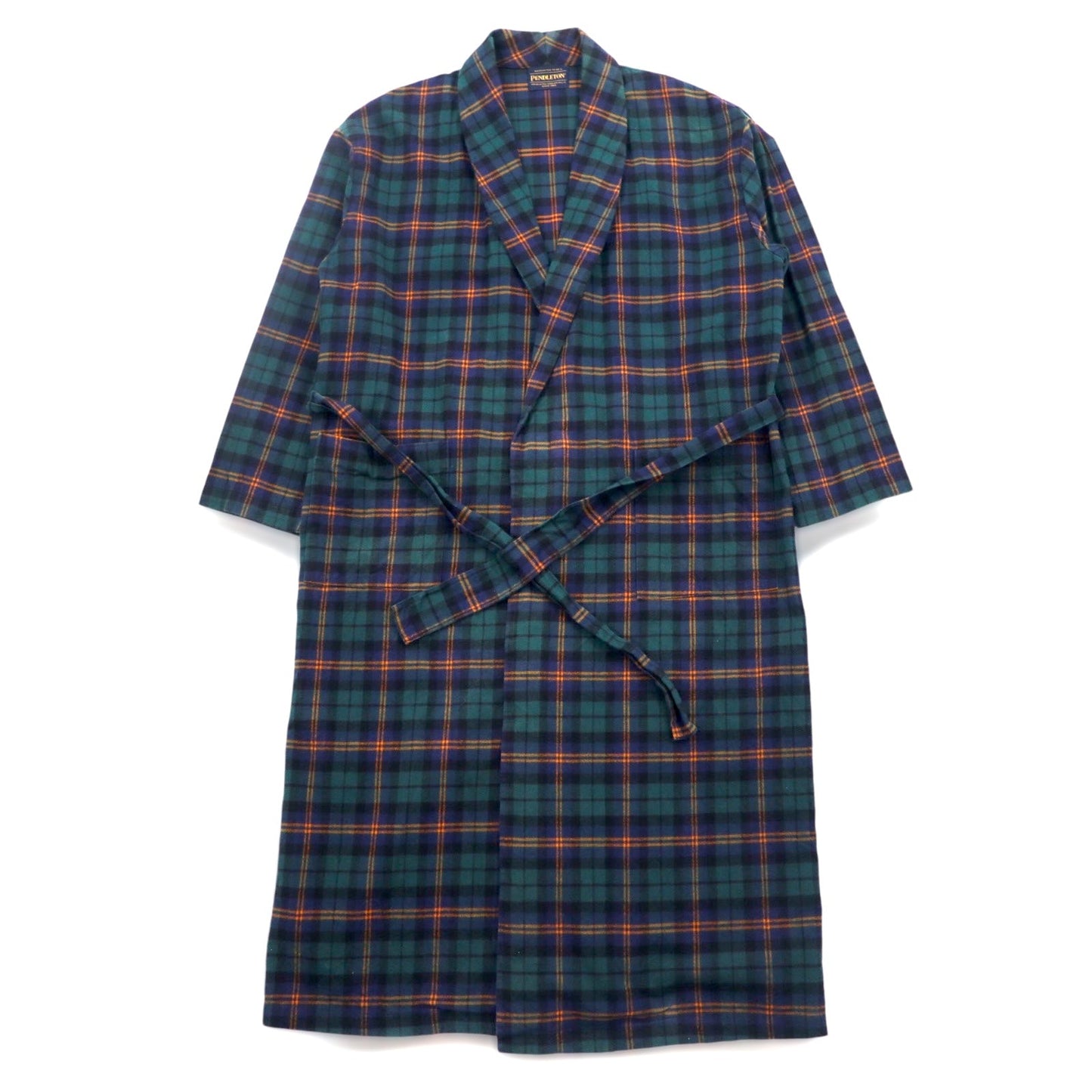 PENDLETON タータンチェック ガウンコート ローブ S ネイビー ブラックウォッチ ベルト付き 8475-3348