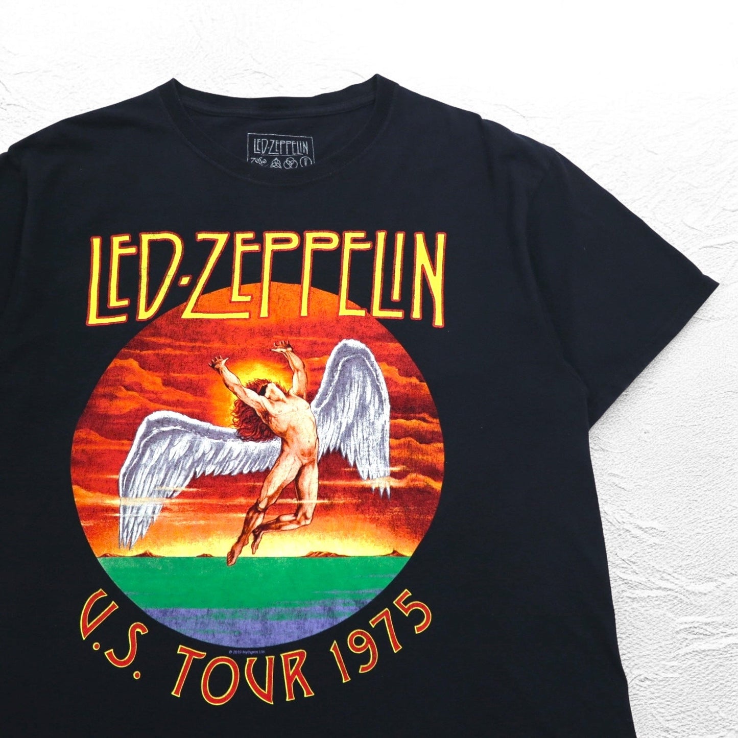 LED ZEPPELIN レッドツェッペリン オフィシャル ロック ツアー バンド Tシャツ バンT L ブラック コットン U.S.TOUR 1975